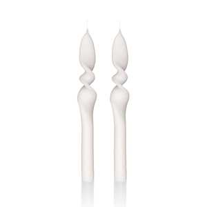 Juego de 2 velas cónicas elegantes de barrena de 25 cm en crema - Product Image 1