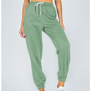 Pantalon de jogging en molleton taille haute pour femme 100% coton Léger Respirant Écologique Cordon de serrage Pantalon de sport Logo personnalisé - Product Image 2