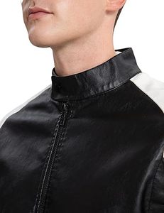 Chaquetas de Cuero para Hombre, Cuello Alto, Corte Ajustado, Invierno, Cierre de Cremallera, Estilo Casual Urbano, Secado Rápido, Talla 8XL - Product Image 4