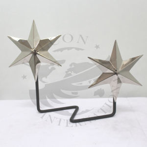 Ornements décoratifs de table de noël étoile de fer avec base ronde couleur rose pour la décoration intérieure personnalisée à la main - Product Image 3