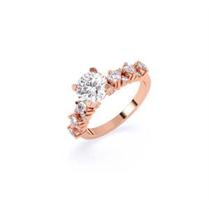 Magnifique bague en diamant de laboratoire à grappe éternelle et étincelante avec un diamant rond de 1,16 ct |   En or jaune, blanc et rose 9 carats - Product Image 2
