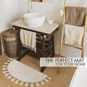 100% พรมอาบน้ำผ้าฝ้ายแท้แบบกลับด้านได้, พรมเช็ดเท้าซูเปอร์นุ่มมากขนาด17x24พรมเช็ดเท้าถักหลายชั้นงานแฮนด์เมดน้ำหนักมากทันสมัยสำหรับบ้านในโรงแรม - Product Image 3