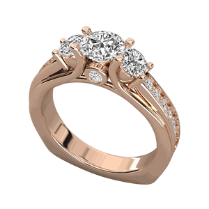 แหวนหมั้นหิน3ชิ้นสำหรับผู้หญิงชุดง่ามเพชรตัดทรงกลม - Product Image 2