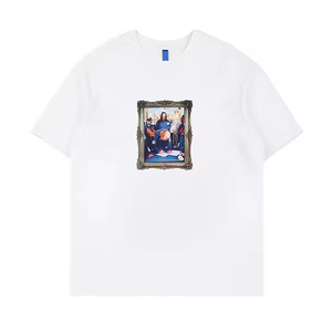 2025เสื้อยืดคอกลมทรงบ็อกซี่ฟิตสำหรับผู้ชายผ้าฝ้ายพิมพ์ลายสกรีนไซส์ใหญ่กว่าปกติสไตล์สตรีท DIY - Product Image 5