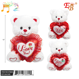 24 Pezzi/Scatola Orsacchiotto Bianco da 30 cm con Cuore, Decorazioni per San Valentino Modello 376604 - Product Image 1