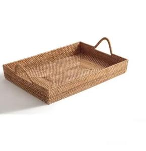 <b>Rectangle</b> Rattan Tray Simple Woven Serving Tray for Snacks Drinks Kitchen Dining <b>Table</b> Tea <b>Coffee</b> Breakfast Home Use From India - Product Image 4