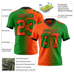 Nouveauté Design personnalisé Herbe Vert Orange Noir Maille Authentique Dégradé Mode Maillot de Football Maillot de Football Américain - Product Image 2