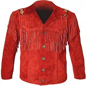 Meilleure vente veste en cuir de Cowboy de Style occidental à franges et perles de couleur noire - Product Image 5
