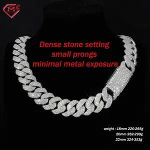 Collier chaîne cubaine en argent 925 de luxe avec moissanite, 18 20 22 mm, bijoux de mode glacés - Product Image 2