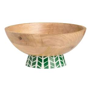Ensemble de bols de service à pied en bois d'acacia avec poignées en étoile de mer Plateaux en bois décoratifs pour salade de fruits ou utilisation en cuisine - Product Image 3