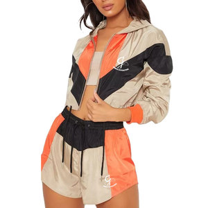 Trending Windbreaker Fitness Conjuntos de mujer Material de nailon/poliéster Cremallera Conjuntos de dos piezas con tela personalizable - Product Image 1