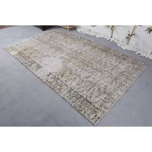 พรมขนแกะสีเบจวินเทจขนาดใหญ่5.3 x 8.8ft สไตล์คลาสสิกสำหรับทางเข้าห้องโถงทำด้วยมือกำมะหยี่ขนยาวสี่เหลี่ยมสำหรับวัยรุ่น - Product Image 2