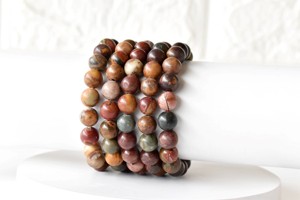 Premium Natural Quality Multi Picasso Jasper Hand Polished 8mm Round <b>Healing</b> <b>Bracelet</b> for Meditation Jewelry - Product Image 1