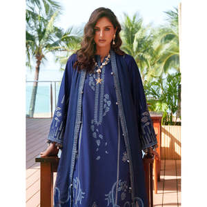 Camisa de chifón bordada IZEL-3PC con dupatta de malla Khaddi y pantalones-BIC-4872 - Product Image 2