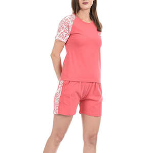 Ensembles de t-shirts d'été décontractés 2 pièces pour femmes élégantes coupe régulière 100% coton impression de logo personnalisable solide à la mode pour femmes - Product Image 3