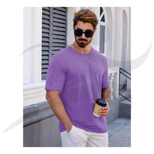 Camiseta de manga corta de verano, Camiseta de algodón puro para hombre, camiseta de Color sólido con cuello redondo, Camiseta de algodón 100% para hombre, Camiseta holgada estampada - Product Image 3