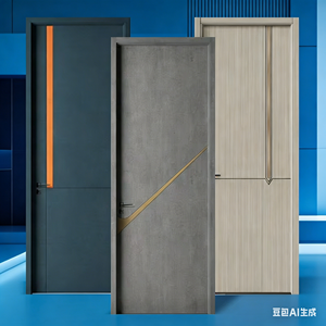 Porte in Legno Moderne Francesi OEM Cinesi per Case con Telaio, Nucleo Solido in Legno, Impermeabili, Insonorizzate, Porte Interne WPC per Camera da Letto - Product Image 5