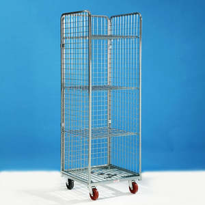 Conteneur de présentation PP 600x600x1800h avec 3 parois, maille 50x50, 2 roues fixes + 2 roues pivotantes, 106x40 pouces, pour produits en vitrine - Product Image 1