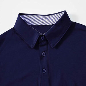 เสื้อโปโลผู้ชายผ้าถัก220gsm สแปนเด็กซ์ผ้าฝ้ายยืดหยุ่นสูงระบายอากาศได้ดีสีพื้นปรับแต่งได้ - Product Image 3