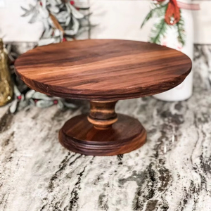 PLATS Haute Qualité Vente Chaude Acacia En Bois Haut Pied Rond Plateau En Bois Gâteau Stand pour Servir Gâteaux et Fruits - Product Image 1