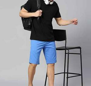 Wide Leg Shorts Two Pockets loose Fit cotton <b>jeans</b> men shorts wholesale prize logo printed on it embroidered logo - Product Image 2