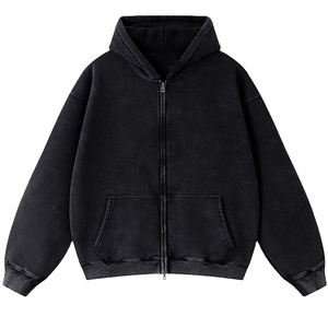 Sudaderas con Capucha y Cierre Completo para Hombre, Lisas, de Algodón 100%, Lavadas con Ácido, de Alta Calidad, Personalizadas al por Mayor, 2026 - Product Image 2