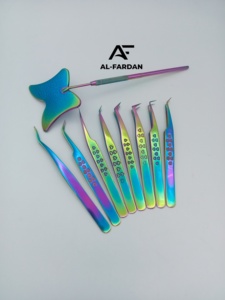 Pince à cils à pointe en fibre, motif cœur, en acier inoxydable massif, multicolore arc-en-ciel, droite et pointue, pour isolation des cils - Product Image 6