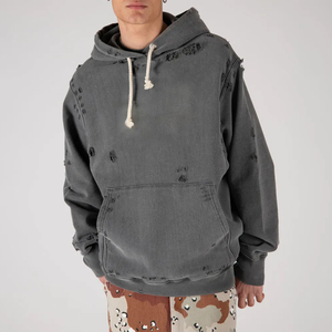 Jersey de manga larga de gran tamaño personalizado de calidad superior Sudadera con capucha de lavado ácido Sudaderas con capucha desgastadas para hombres - Product Image 1