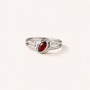 <b>Vintage</b> <b>Gold</b> Plated Brass Adjustable <b>Ring</b> with Crimson Marquise Garnet - Product Image 4