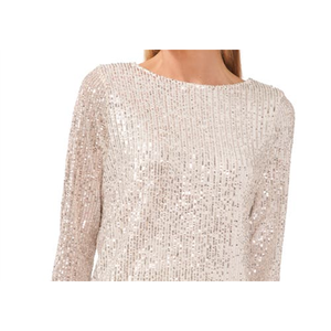 Top in Maglia Halogen(r) da Donna con Schiena Scoperta in Avorio/Argento con Dettagli in Paillettes, Taglia M - Product Image 2