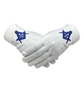 Gants en coton blanc de haute qualité, nouveau style, pour la franc-maçonnerie, avec logo personnalisé, badges brodés, taille personnalisée - Product Image 6