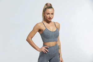 2025 populaire 22 couleurs Sport Gym Fitness vêtements vêtements actifs 2 pièces solide respirant Yoga sans couture ensembles d'entraînement pour les femmes - Product Image 4