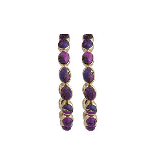 Pendientes de aro de declaración de diseño de forma ovalada de lujo turquesa Mohave de Jade púrpura para mujer pendientes de joyería de moda Mohave - Product Image 2