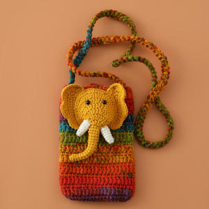 Sac de voyage décontracté en crochet pour jeunes, série étudiante, tissé à la main, motif éléphant de dessin animé, idéal pour les séances photo de rue, tendance - Product Image 3