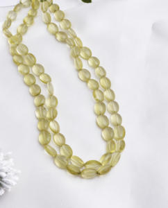 สร้อยคอพลอยควอตซ์เลมอนธรรมชาติทรงรีเรียบ สำหรับทำเครื่องประดับชั้นดี - Product Image 2