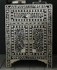 Chevets modernes en incrustation d'os noir, élégants meubles de chevet pour la chambre à coucher ou la salle de bain, utilisation domestique - Product Image 5