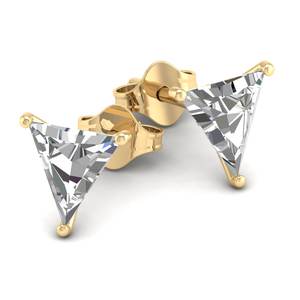 Pendientes de tuerca con diamante CVD cultivado en laboratorio de 1.91 quilates, forma triangular, oro macizo de 14K, precio de fábrica REYES, para mujer - Product Image 2