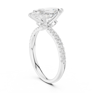 Anillo de Compromiso Ético de Oro Blanco de 14K con Corte Marquesa, Claridad VS1, Diamante Cultivado en Laboratorio, Certificado IGI, Joyería Ecológica de Alta Gama - Product Image 4