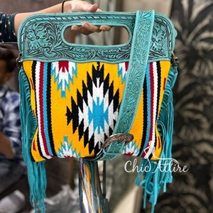 Nouveaux sacs à main usinés à franges Jacquard couleur Turquoise Sling bohème aztèque tissu sacs élégant vente chaude sacs pour femmes - Product Image 1