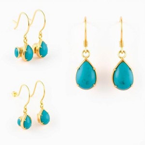 ต่างหูแบบห้อยอัญมณีสีเขียวและสีเงินสเตอร์ลิง925จำนวนมากชุบทองสำหรับผู้หญิงและเด็กผู้หญิง - Product Image 2