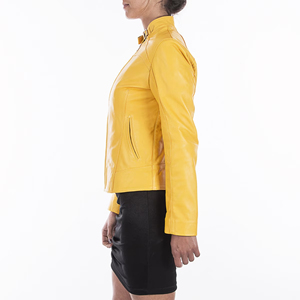 Granate Calidad Precio Premium Calidad Diseño personalizado Tamaño adulto Mujeres Chaqueta de cuero genuino Señoras Chaqueta de cuero para mujer - Product Image 4