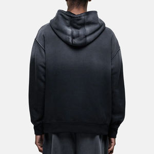 Sweat à capuche zippé pour homme en molleton 100% coton de haute qualité, épais, uni, brodé, imprimé en relief, style automne, surdimensionné - Product Image 4