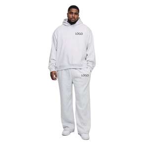 Ensemble sweat-shirt à capuche ample et pantalon de survêtement ample avec poche kangourou, taille plus, pour homme, streetwear, impression personnalisée en relief - Product Image 1