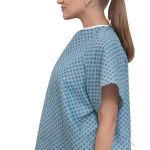 Camiseta de algodón con cierre de cremallera para rehabilitación, para después del hospital, con broches laterales para batas de paciente - Product Image 4
