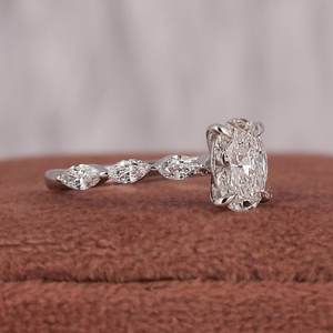 Anillo de compromiso de diamante cultivado en laboratorio de corte ovalado, anillo de oro blanco de 14K de diamante/anillo de regalo de aniversario para su esposa/regalo de cumpleaños - Product Image 3