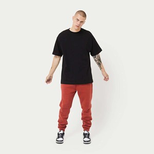 100% Cotton Jersey Medium Weight Short Sleeves Ribbed Neck <b>Black</b> Men Classic Oversized <b>T</b>-<b>Shirt</b> - Product Image 3