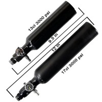 Tanque de Aire de Aluminio de 13ci y 3000psi, Cilindro Recargable para Sistemas de Paintball, Certificado CE/DOT, Doble Disco de Seguridad, Directo de Fábrica