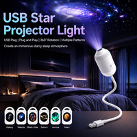 Proyector de Luz Nocturna USB con Diseño Simple y Creativo, Flexible 360°, Efecto Cielo Estrellado, para Dormitorio, Habitación, Auto y Fiestas