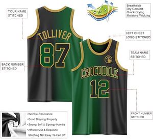 Conjuntos estampados de equipos de baloncesto americanos transpirables, camisetas deportivas ajustadas personalizadas para hombres y mujeres al por mayor - Product Image 5