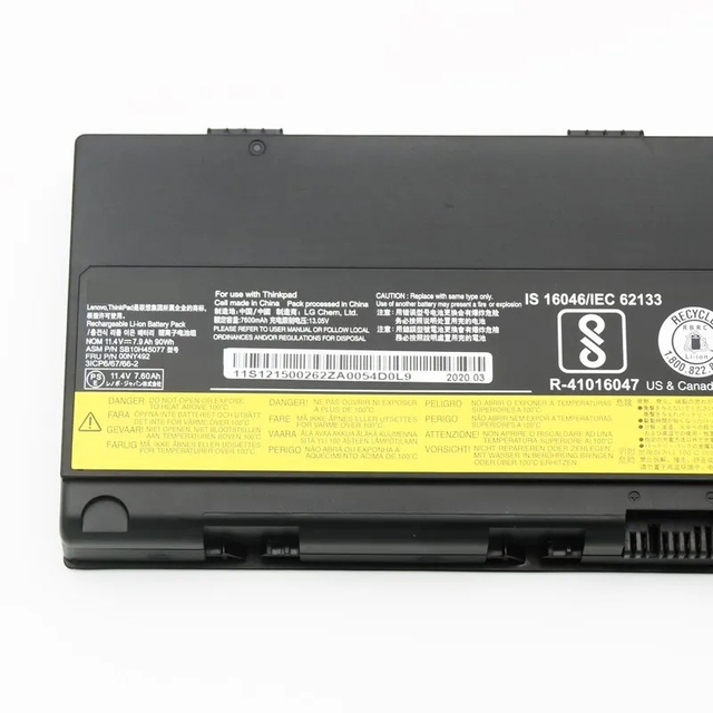 New 00NY491 00NY490 SB10H45077 Laptop Battery for Lenovo ThinkPad P50 P51 Series Notebook Battery 77+ Factory Wholesale Price